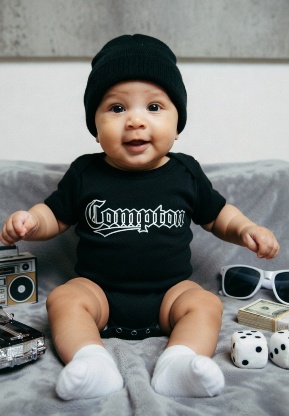 Lil G’s “Compton” Onesie — Black