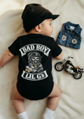 Lil G’s Tiny Biker Onesie — Black (Back Patch Edition)